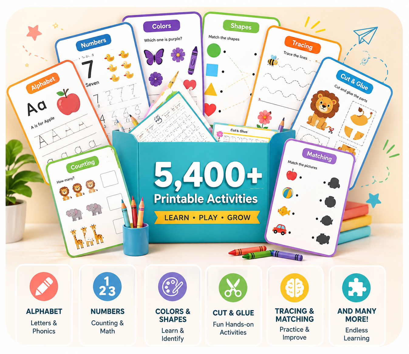 Kids Printable Worksheets and Activities Bundle